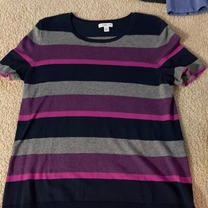 Multiple color short sleeve light sweater shirt.